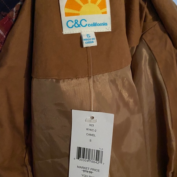 NWT C&C California camel color lightweight jacket coat perfect for layering Sz S - Picture 8 of 8